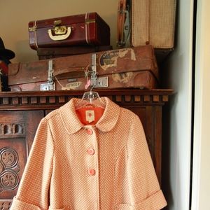 Anthropologie Tulle Poly/Wool Spring Coat Orange